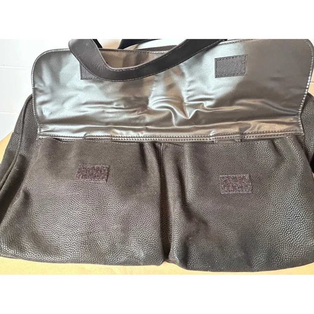 Lagerfeld Brown Pebbled Faux Leather‎ Duffel Bag Weekender Travel